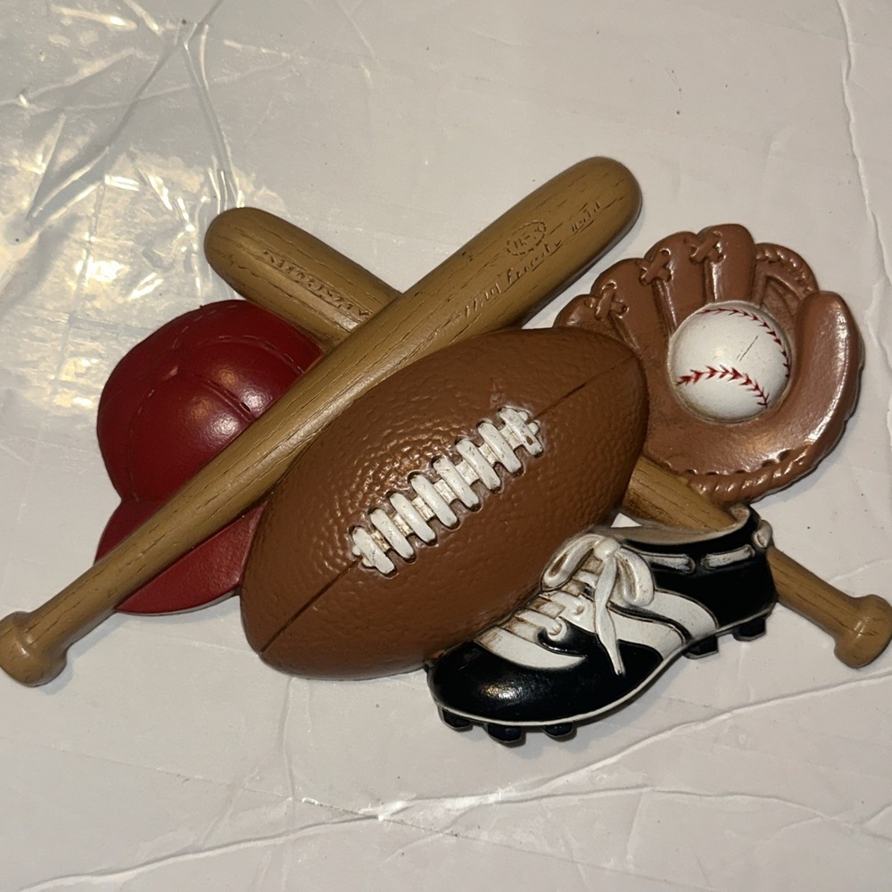 Burwood Products Vintage 1992 Sports Wall Plaque Baseball Football Decor 3260
